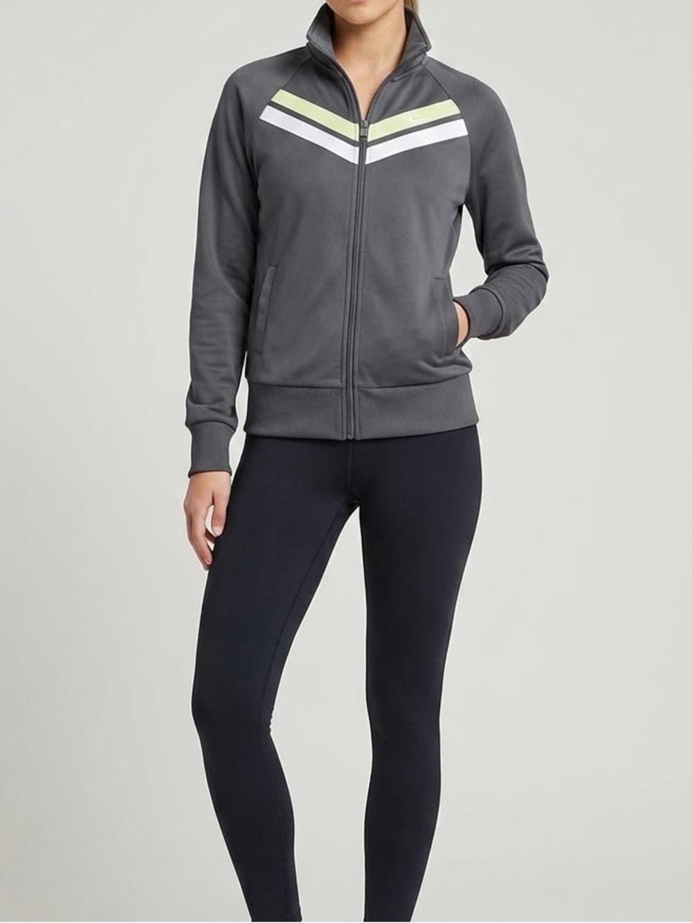 Nike Gray Track Jacket with Lime Accent